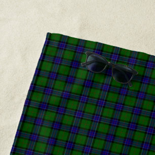 Sinclair tartan blue green plaid beach towel