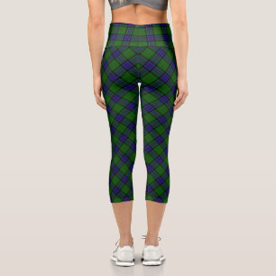 Sinclair tartan blue green plaid capri leggings