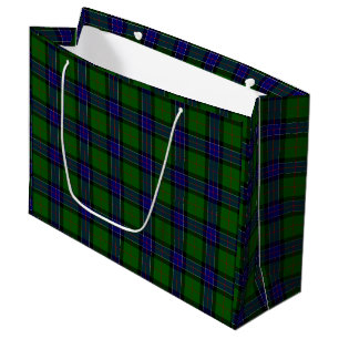 Sinclair tartan blue green plaid large gift bag