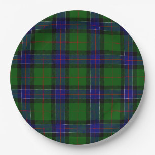 Sinclair tartan blue green plaid paper plate