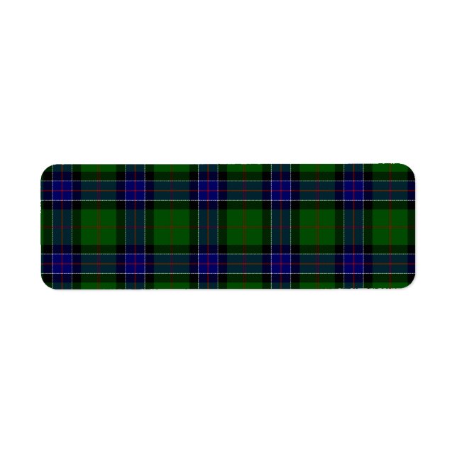 Sinclair tartan blue green plaid return address label (Front)