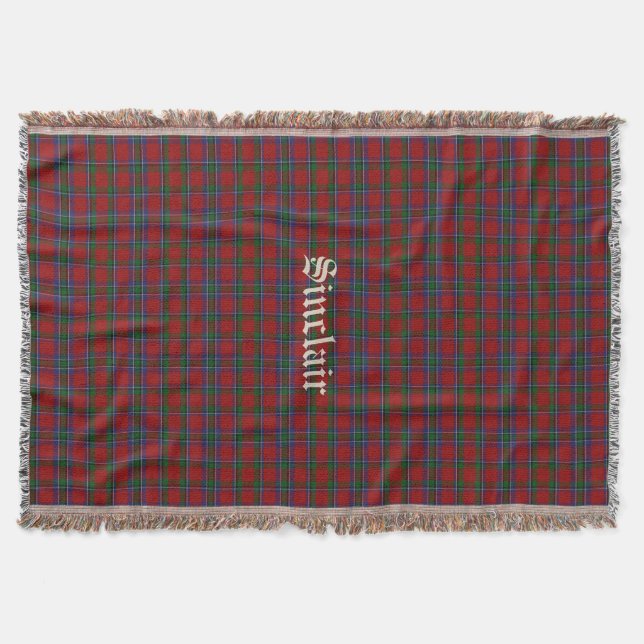 Sinclair Tartan Plaid Custom Throw Blanket (Front)
