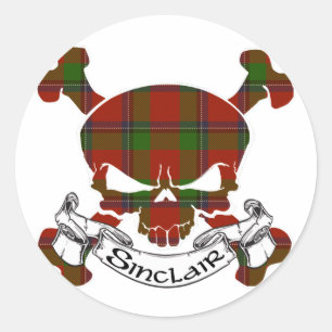 Sinclair Tartan Skull Classic Round Sticker