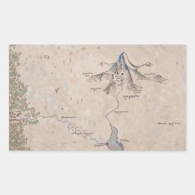 Sindarin Map of The Lonely Mountain Rectangular Sticker (Front)