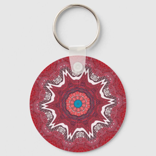 Sindhi Ethnic Tribal Pattern Art Print Key Ring (Front)