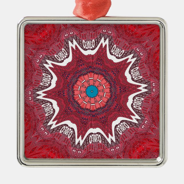 Sindhi Ethnic Tribal Pattern Art Print Metal Tree Decoration (Front)