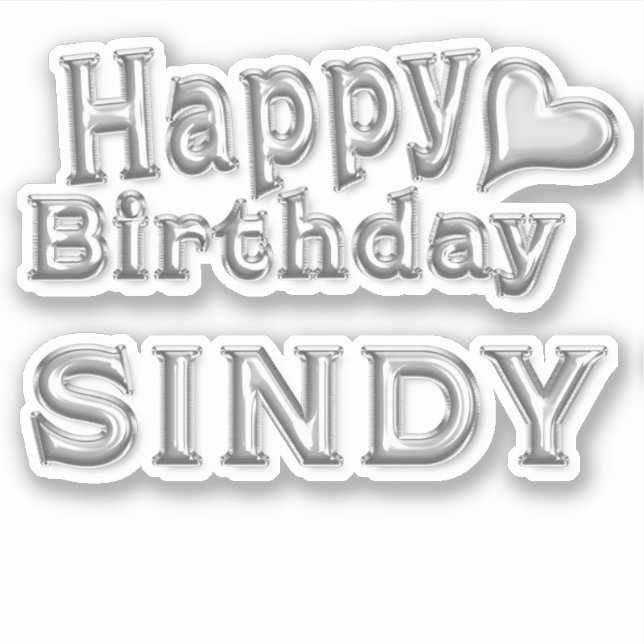 Sindy Happy Birthday silver Sticker (Front)