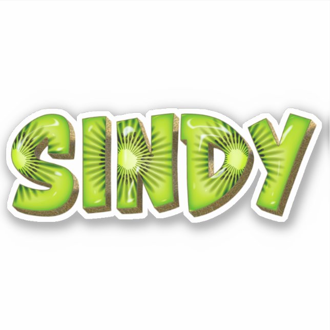 Sindy Name Kiwi Design Decal Sticker (Front)