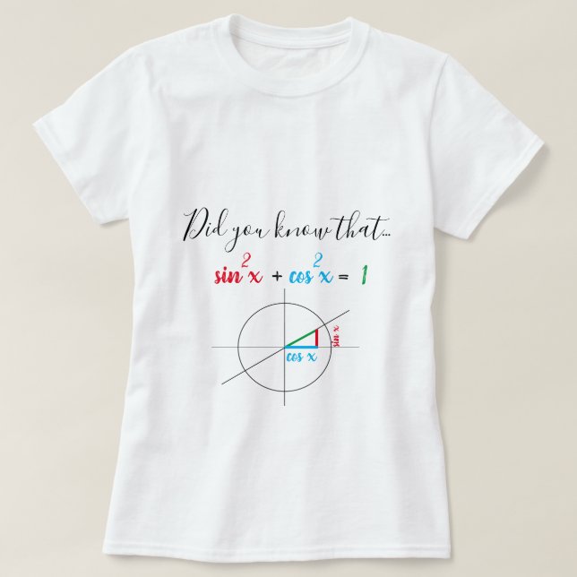 Sine and Cosine Identity Math Girl T-Shirt (Design Front)