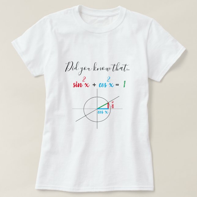 Sine Cosine Mathematics Identity Custom T-Shirt (Design Front)