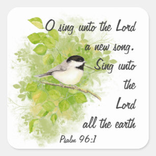 Sing a New Song to the Lord, Scripture & Birds Square Sticker