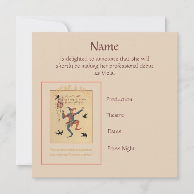 Sing a Song of Sixpence Announcement (Front)