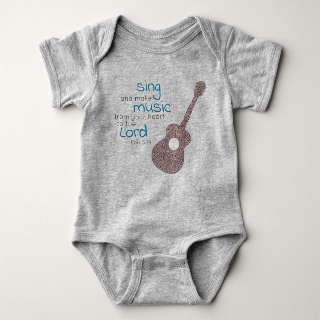 "Sing And Make Music..." Guitar  Baby Bodysuit (Front)