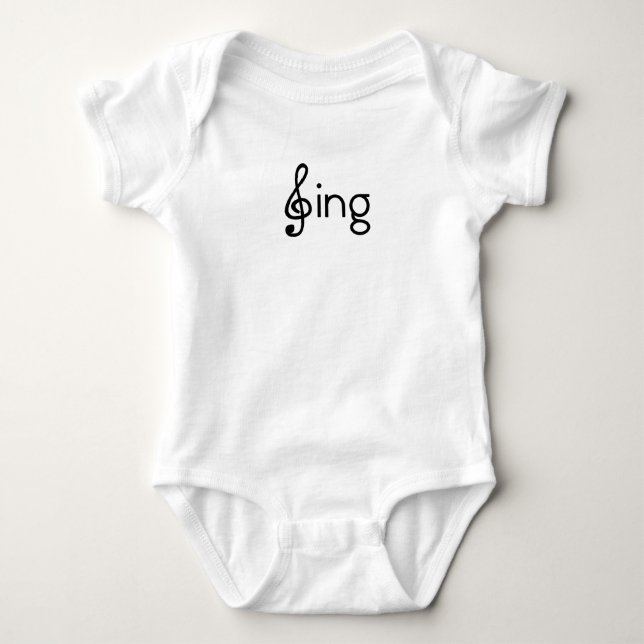 Sing Clef Word Image Sing Notes Baby Bodysuit (Front)