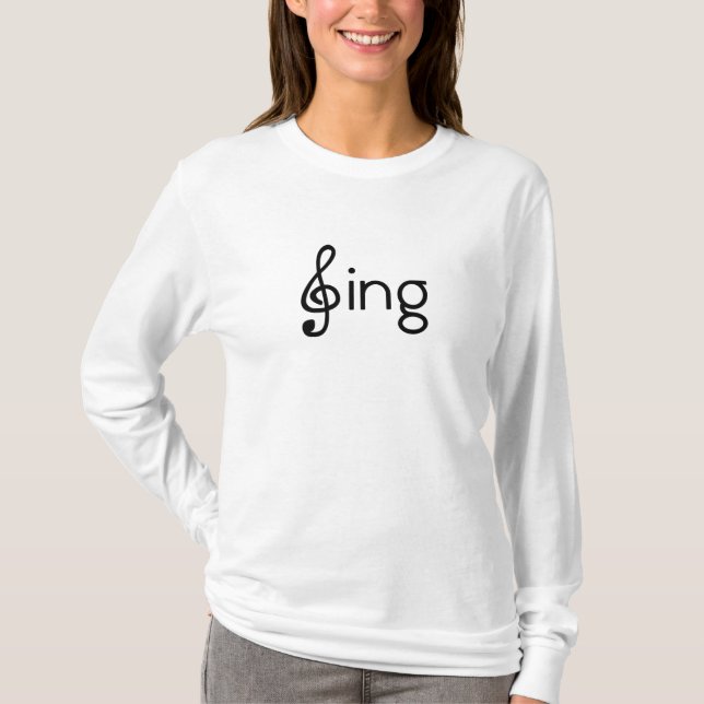 Sing Clef Word Image Sing Notes T-Shirt (Front)