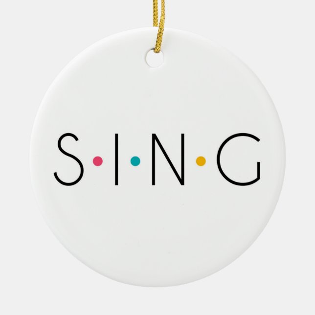 Sing Coloured Dots Singer Ceramic Ornament (Front)