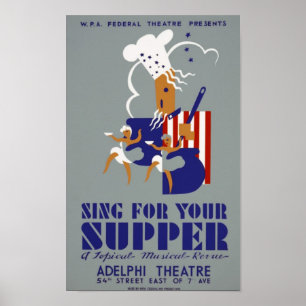 Sing For Your Supper Vintage WPA Theatre Poster
