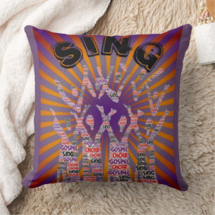 Sing Gospel Music Choir Purple Orange Cushion