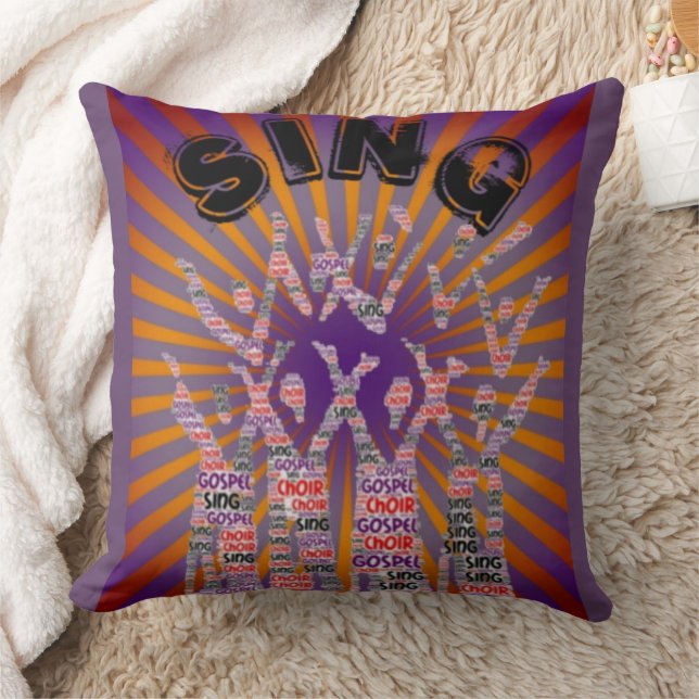 Sing Gospel Music Choir Purple Orange Cushion (Blanket)