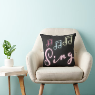 Sing Neon Music Notes Cushion