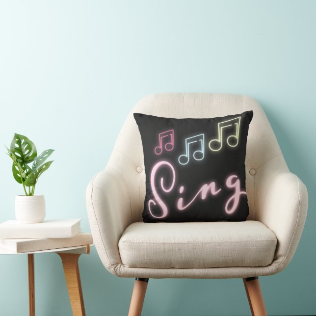 Sing Neon Music Notes Cushion (Chair)