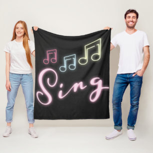 Sing Neon Music Notes Fleece Blanket