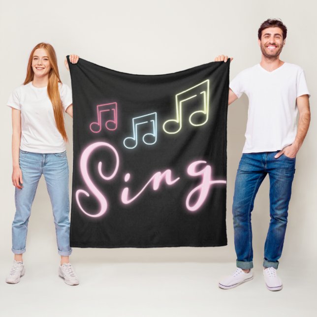 Sing Neon Music Notes Fleece Blanket (In Situ)