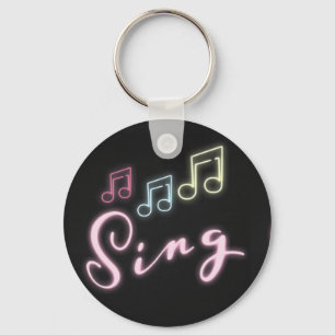 Sing Neon Music Notes Personalised Name Key Ring