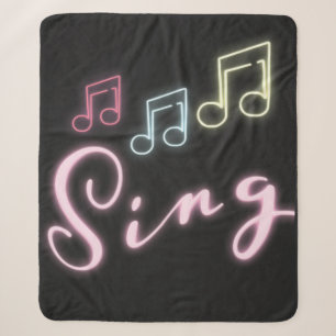 Sing Neon Music Notes Sherpa Blanket
