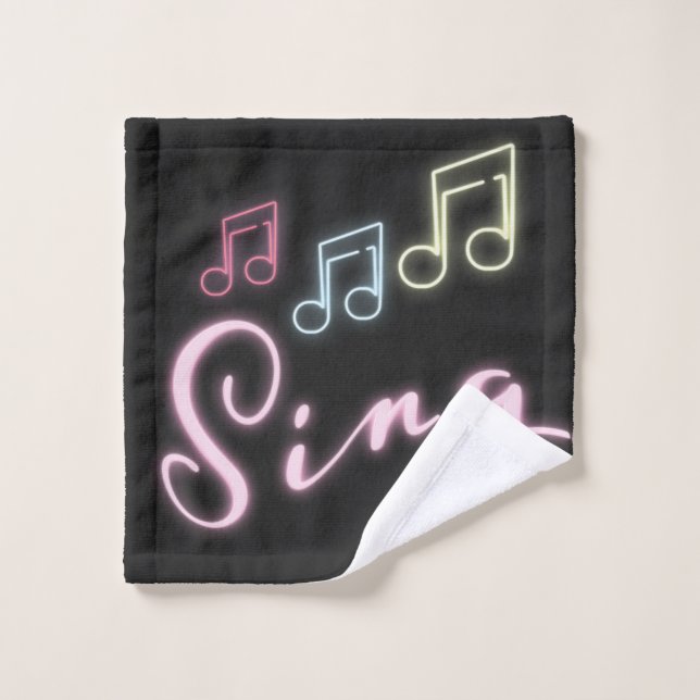 Sing Neon Music Notes Wash Cloth (Wash Cloth)