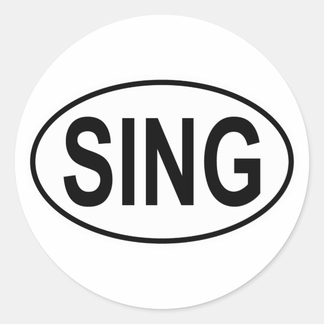 Sing Oval Classic Round Sticker (Front)