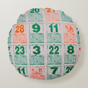 Singapore-21 JUL 2019:Vintage Chinese calendar pap Round Cushion