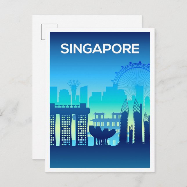 Singapore Art Travel Illustration Postcard (Front/Back)