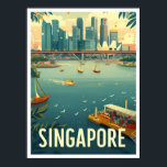 Singapore Art Vintage Travel Illustration Poster<br><div class="desc">Singapore Art Vintage travel place illustration</div>