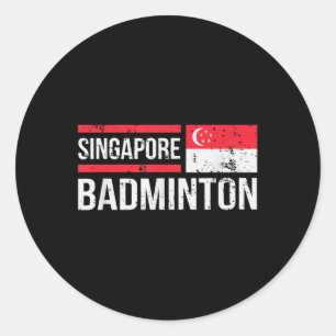 Singapore Badminton Flag Racket Sport Birdie Playe Classic Round Sticker