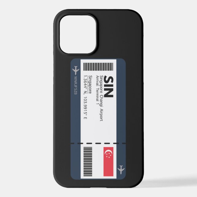 Singapore Boarding Pass - Airport Ticket iPhone Case (Back)