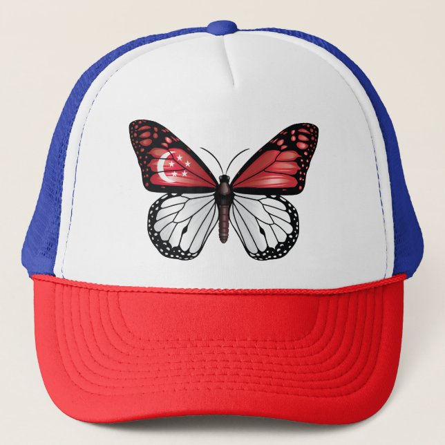 Singapore butterfly monarch flag Tri-Blend shirt Trucker Hat (Front)