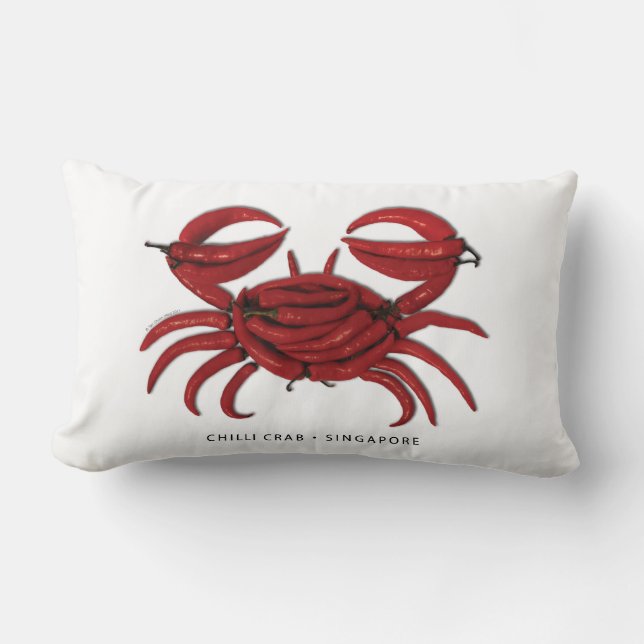 Singapore "Chilli Crab" Lumbar Support Throw Pillo Lumbar Cushion (Front)