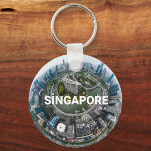 Singapore city retro Skyline Key Ring