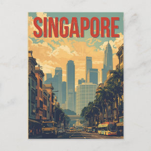 Singapore city retro Skyline Postcard
