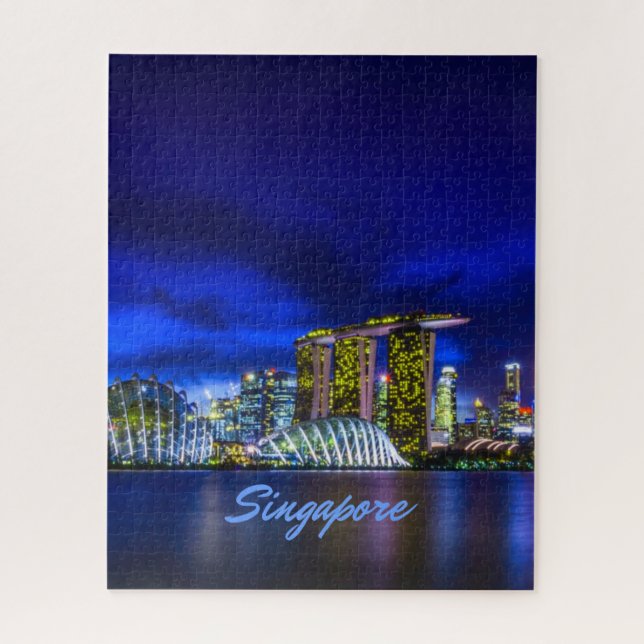 Singapore City Skyline At Night Jigsaw Puzzle (Vertical)