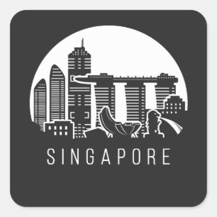 Singapore City Skyline Square Sticker