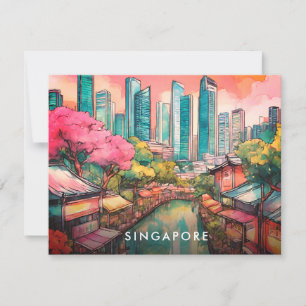 Singapore City View Colorful  Holiday Card