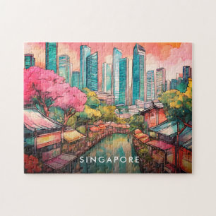 Singapore City View Colorful Jigsaw Puzzle