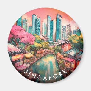 Singapore City View Colorful  Magnet