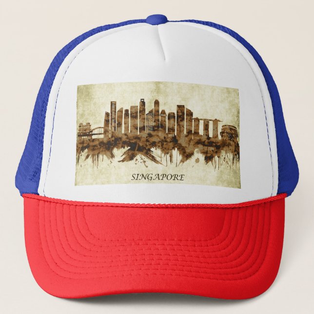 Singapore Cityscape Trucker Hat (Front)