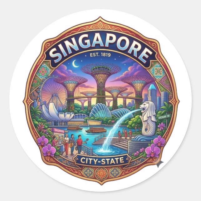 SINGAPORE CLASSIC ROUND STICKER (Front)