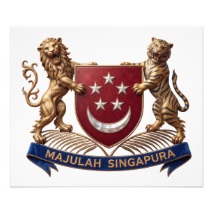 singapore country flag symbol emblem coat arms photo print