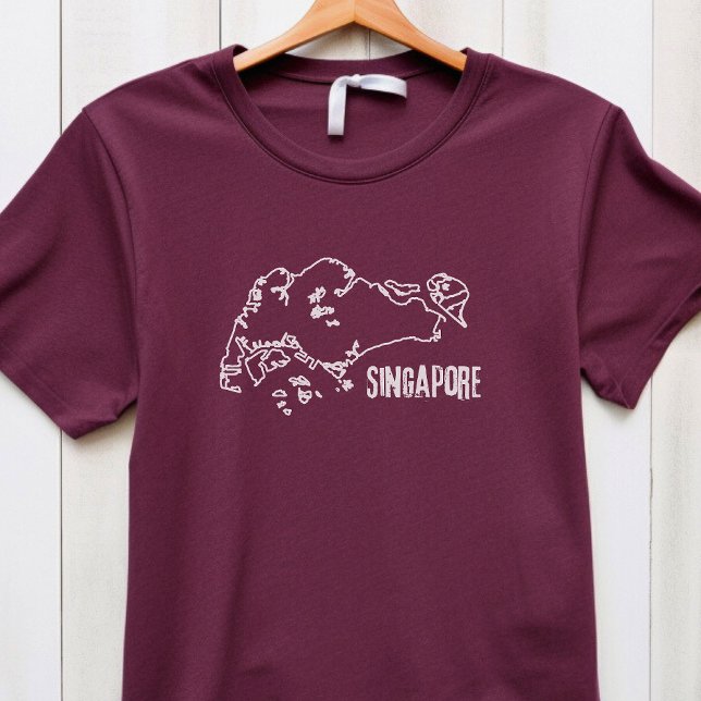 Singapore Country Map Singaporean Border Line Land T-Shirt (Creator Uploaded)