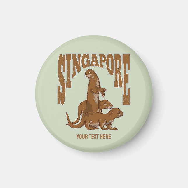 Singapore Cute Sea Otter family Magnet (Front)